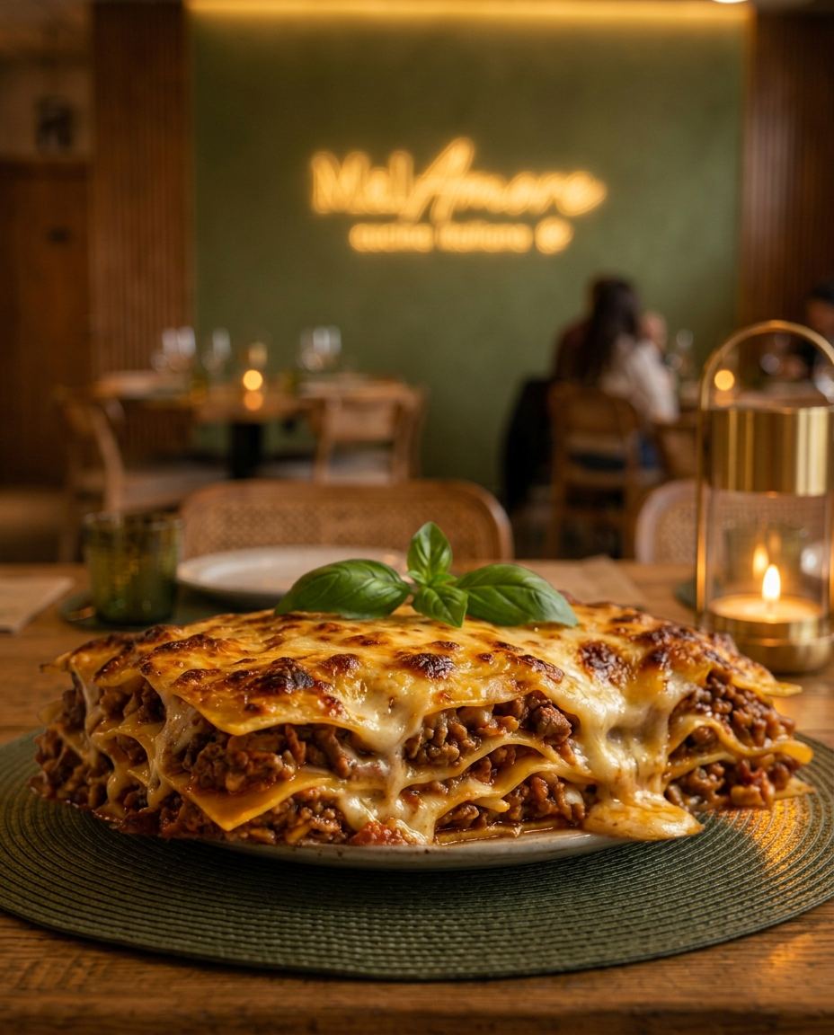 Lasagna alla Bolognese / Lasaña a la Boloñesa · MalAmore, cucina italiana en Alcobendas