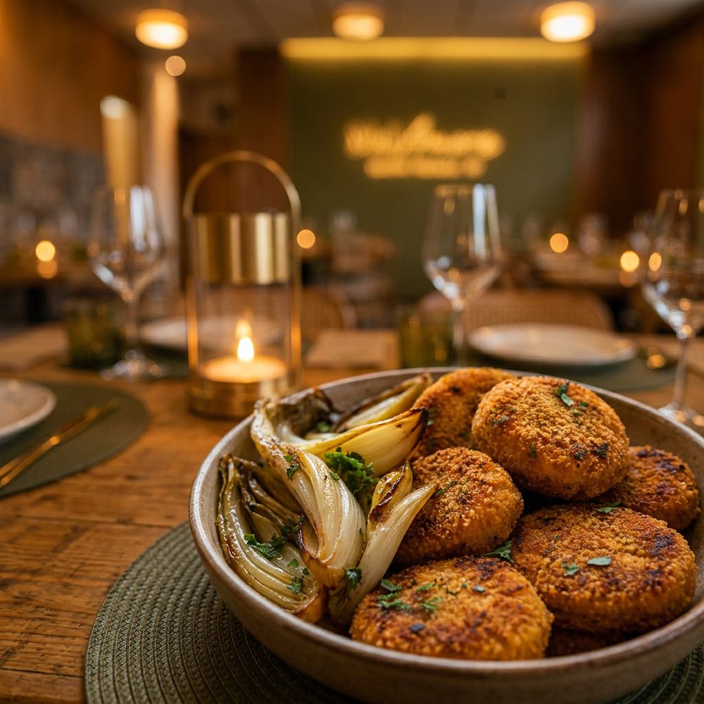 Medaglioni di Ceci e Patate Dolci / Medallones de Garbanzos y Batata · MalAmore, cucina italiana en Alcobendas