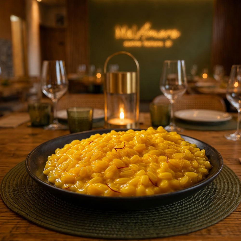 Risotto alla Milanese / Arroz Cremoso al Azafrán · MalAmore, cucina italiana en Alcobendas