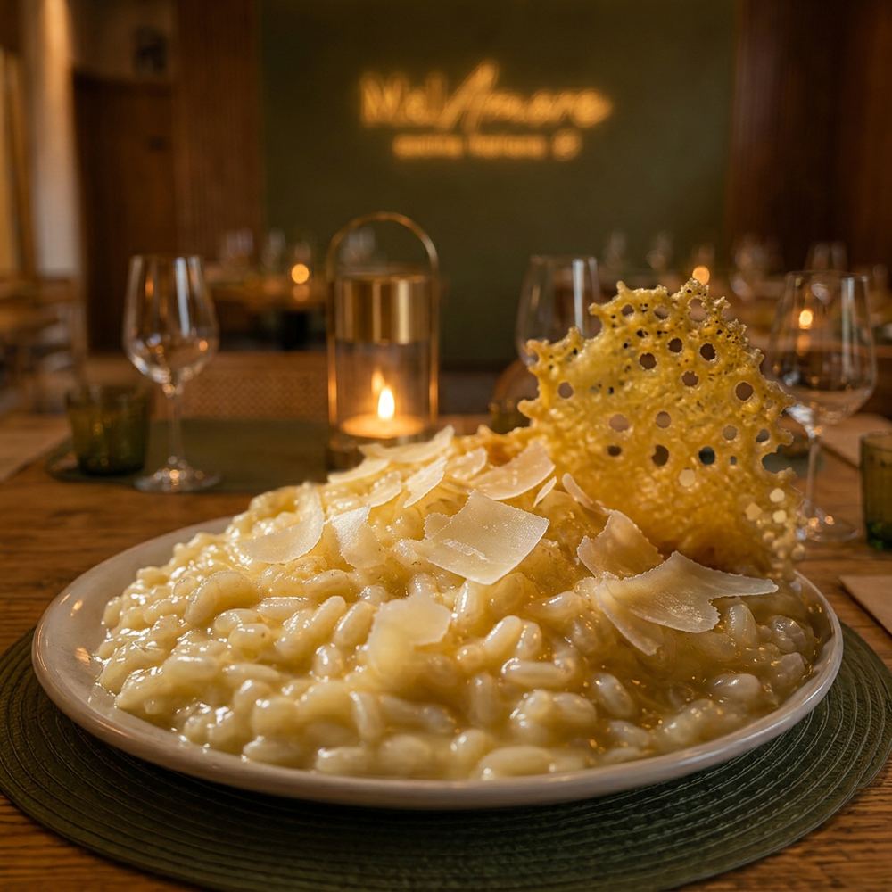 Risotto al Parmigiano Reggiano / Arroz Cremoso al Queso Parmesano · MalAmore, cucina italiana en Alcobendas