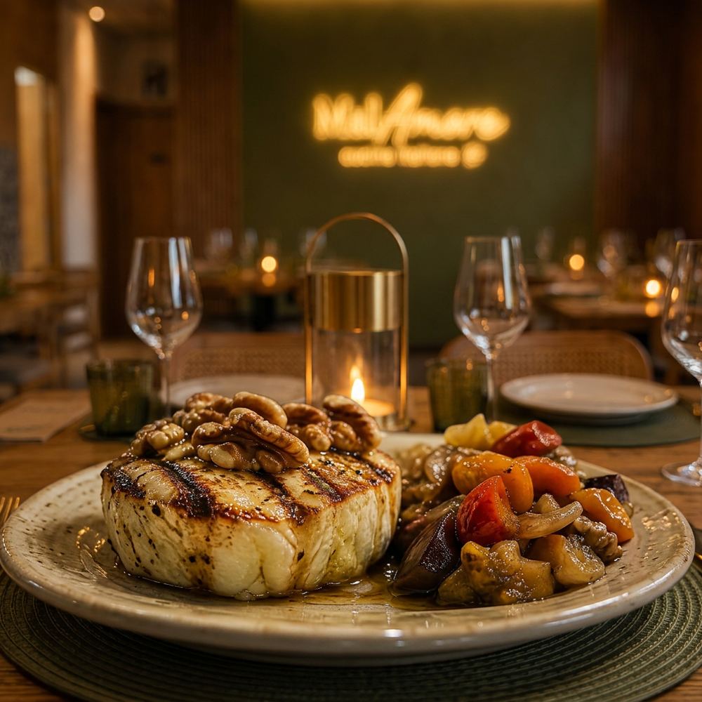 Tomino grigliato con miele e noci / Queso Tomino a la Plancha con Miel y Nueces · MalAmore, cucina italiana en Alcobendas
